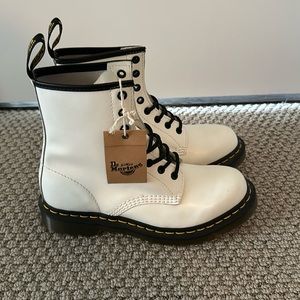White Dr Martens 1460 smooth leather lace up boots